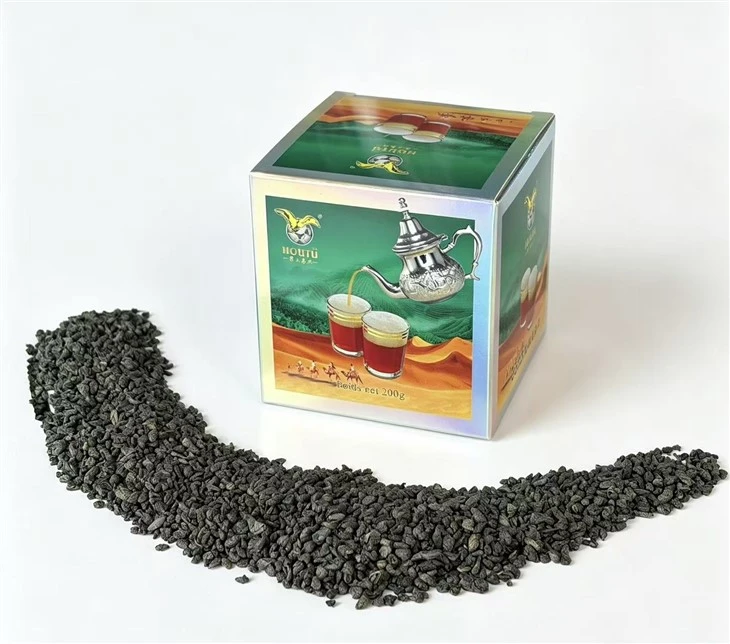 Hochwertiger chinesischer Berg-Gunpowder-Tee der Güteklasse 3505AAA mit grauer Blüte, traditioneller Gastfreundschaftstee für Maghreb-Länder